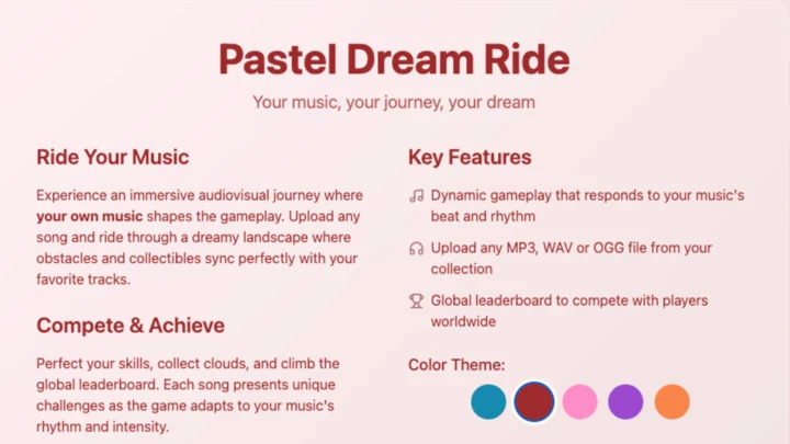 Screenshot of Pastel Dream Ride project
